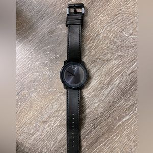 Movado Black Leather Watch